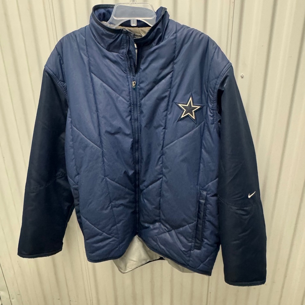 Nike Team NFL Dallas Cowboys Quilted Puffer Jacket Navy Blue XL Full Zip
